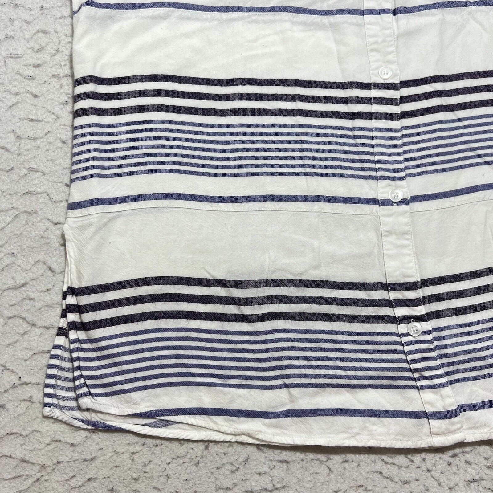 Nordstrom Kut From The Kloth Button Up Blue + White Striped Top Size L / US 10 / IT 46 - 6 Thumbnail