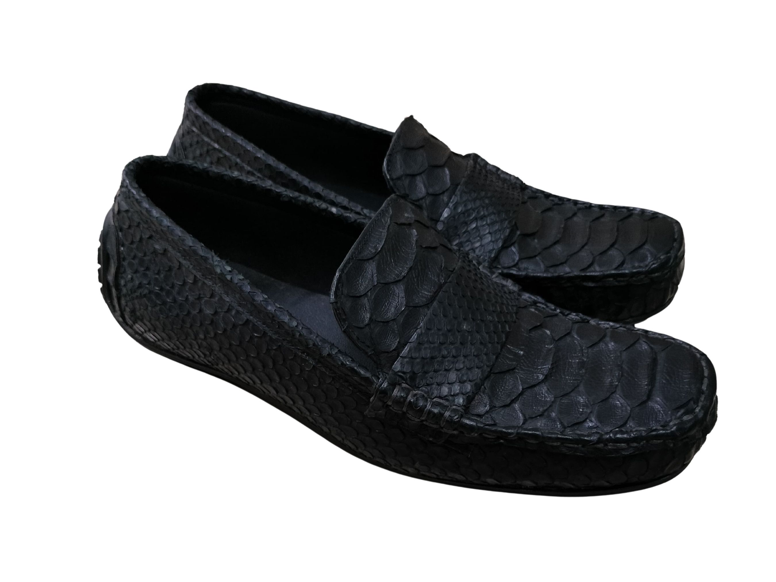 Handmade Black Snakeskin Casual Loafers For Men Size US 7 / EU 40 - 6 Thumbnail