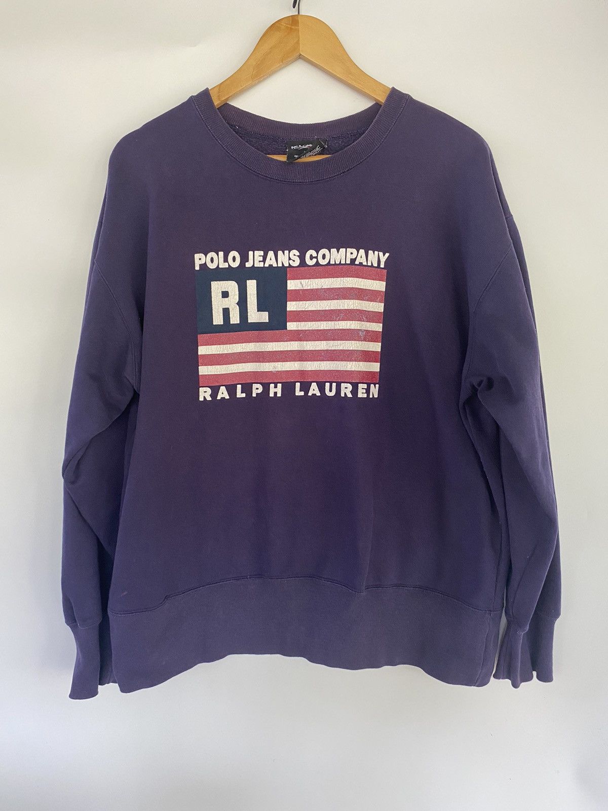 Polo Ralph Lauren × Ralph Lauren × Vintage RL Ralph Lauren USA Sweatshirt Polo Jeans Flag America Logo Size US XL / EU 56 / 4 - 1 Thumbnail