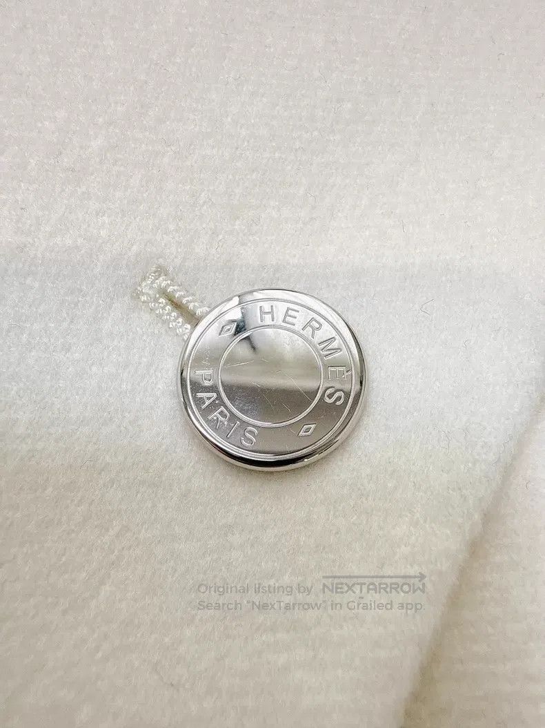 Hermes Hermes Cream White Cashmere Silver Buckle Double Breasted Size XS / US 0-2 / IT 36-38 - 5 Thumbnail