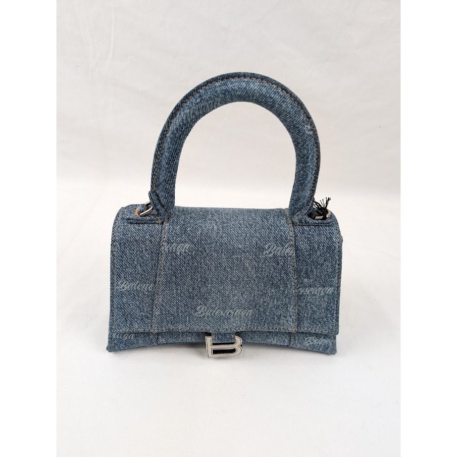 Balenciaga o1rshd1 Size:OS / All Over Denim Hourglass Top Hand Bag Blue Size ONE SIZE - 1 Thumbnail
