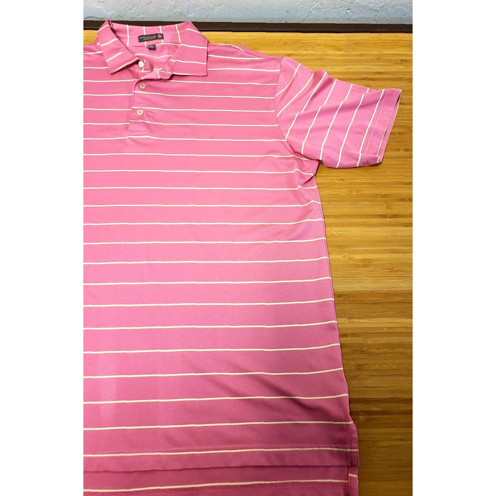 Peter Millar Peter Millar Polo Shirt Men XL Pink Yellow Summer Comfort Striped Short Sleeve Collared Button Logo Golf Rugby All Seasons Breathable Casual Size US XL / EU 56 / 4 - 2 Thumbnail