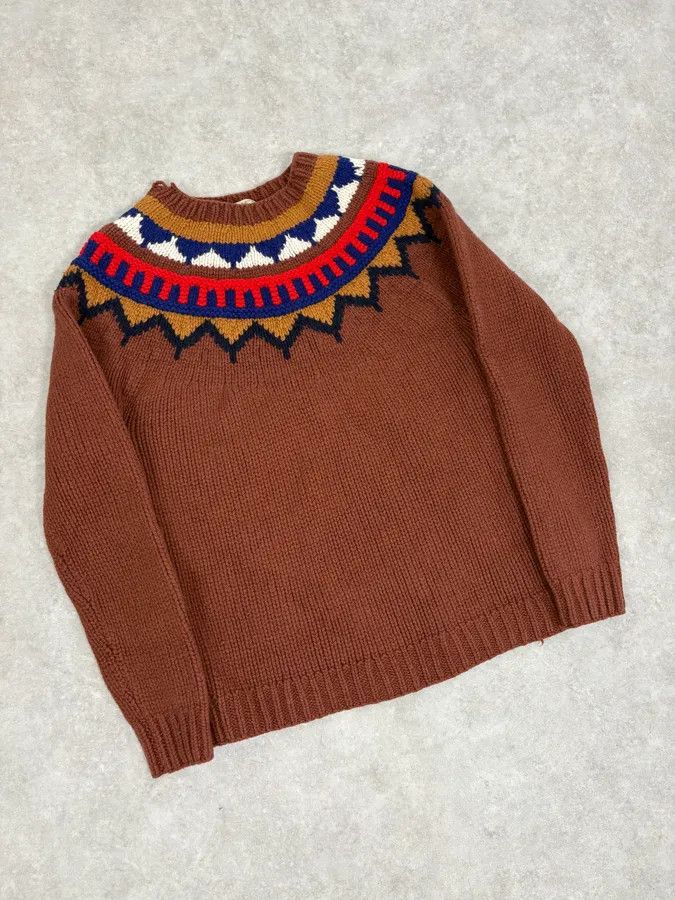 Burberry Burberry Brown Wool Fair Isle Crewneck Sweater Size US XS / EU 42 / 0 - 4 Thumbnail
