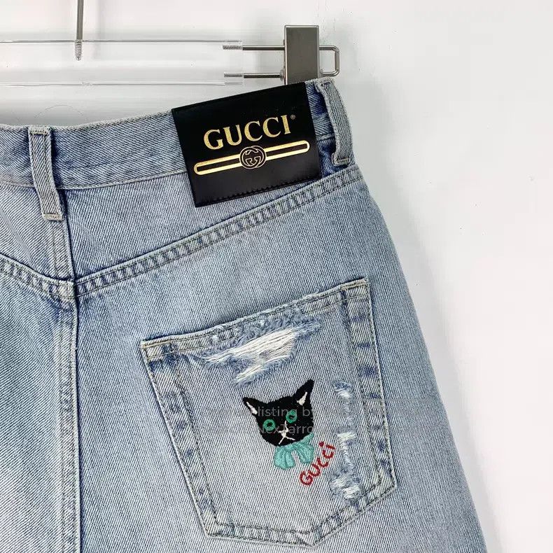 Gucci Gucci Light blue washed destruction design cotton casual d Size 23" - 5 Thumbnail