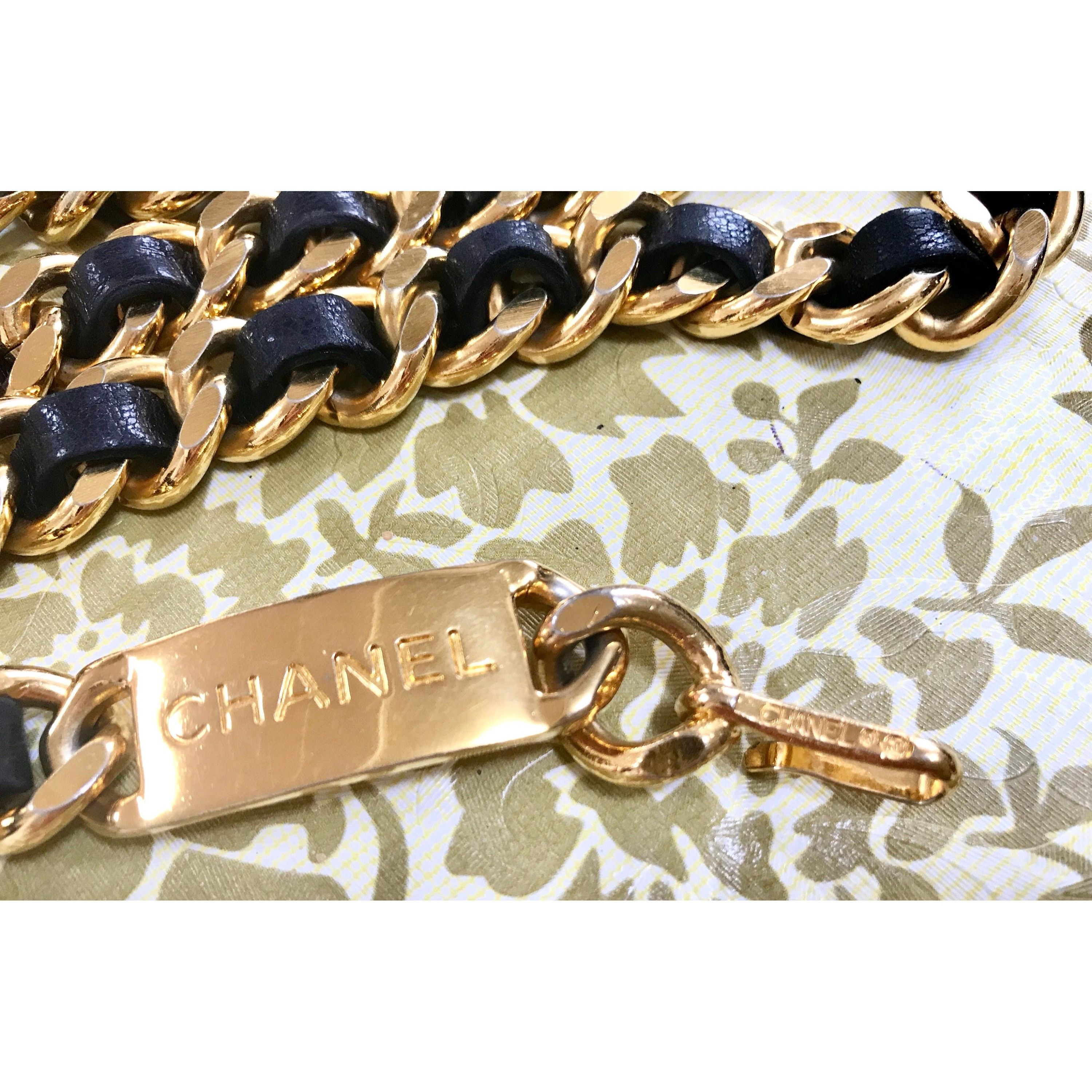 Chanel MINT. Vintage CHANEL black leather thick chain belt Size ONE SIZE - 3 Thumbnail
