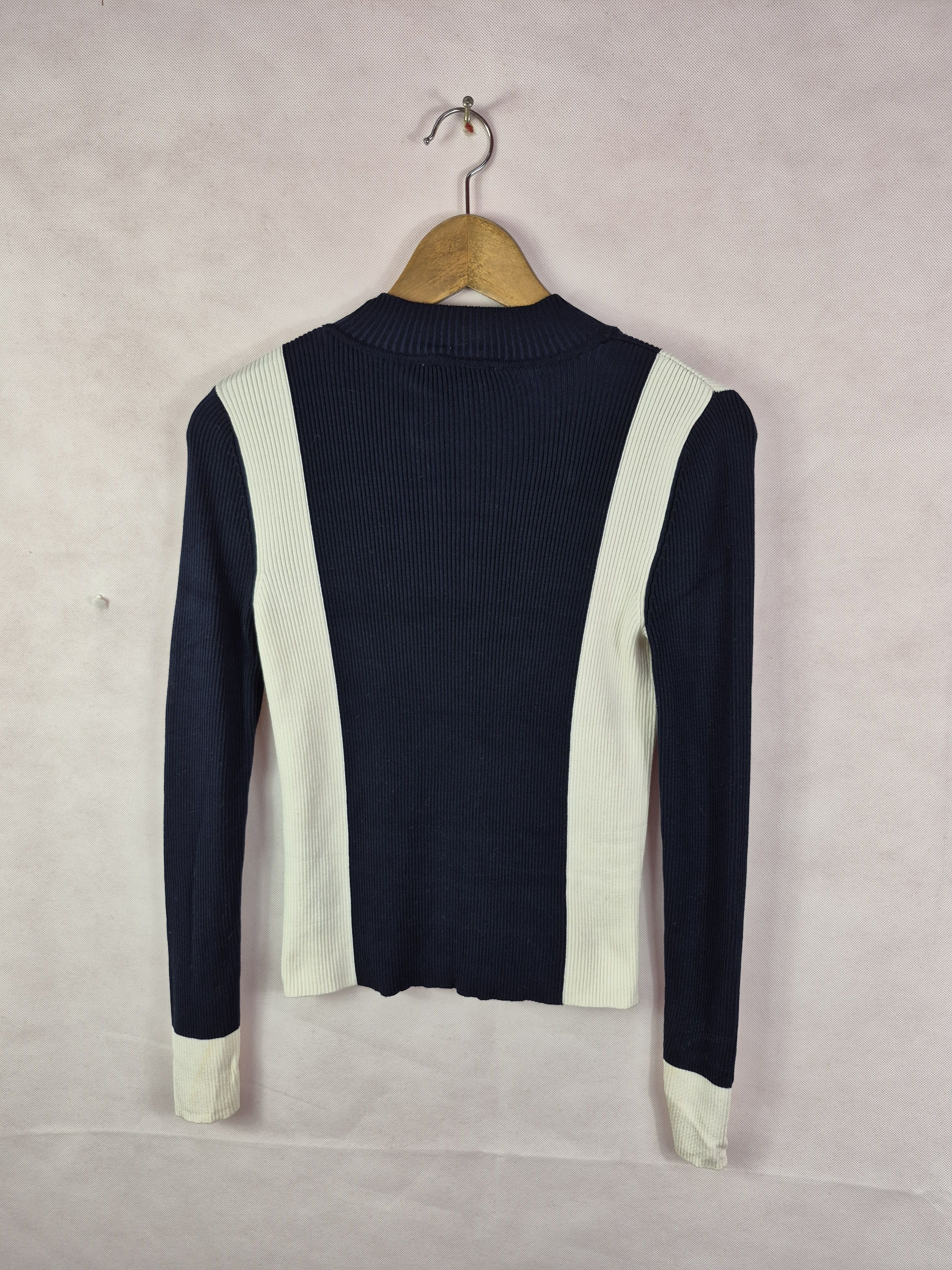 Zara 🔥 Zara Knits Navy White Sweater Tops Longsleeves Size S / US 4 / IT 40 - 5 Thumbnail