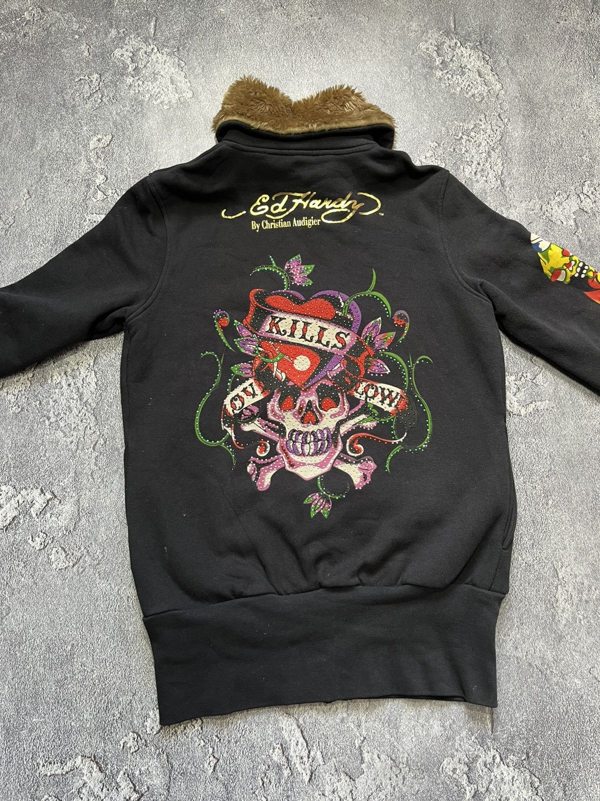 Ed Hardy Vintage Y2K Ed Hardy Zip Up Hoodie archiv , rare Size US XL / EU 56 / 4 - 3 Thumbnail