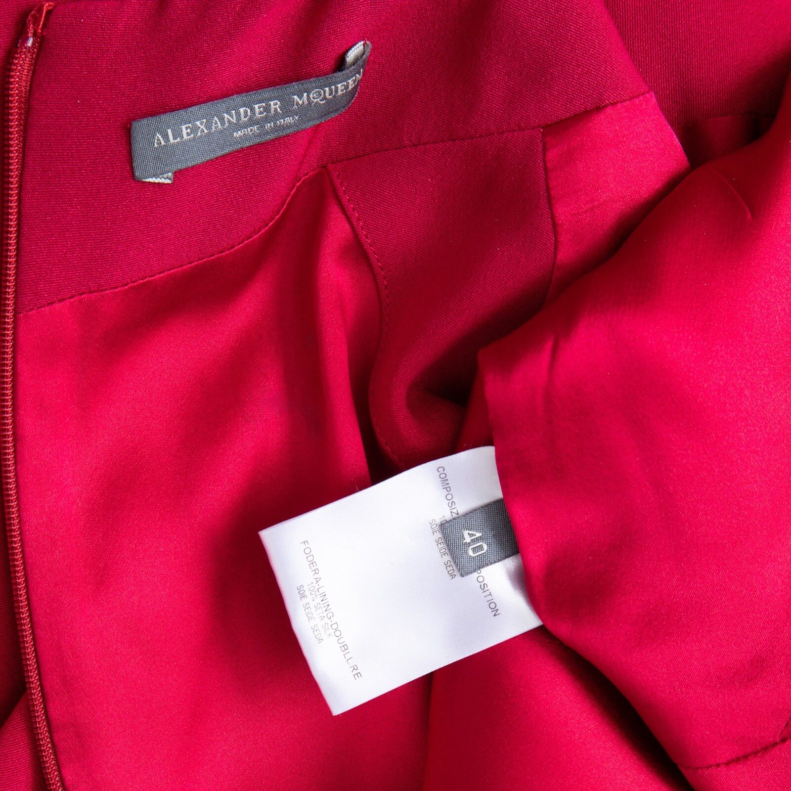 Alexander McQueen ALEXANDER McQUEEN draped cowl neck silk raspberry red dress Size S / US 4 / IT 40 - 5 Thumbnail