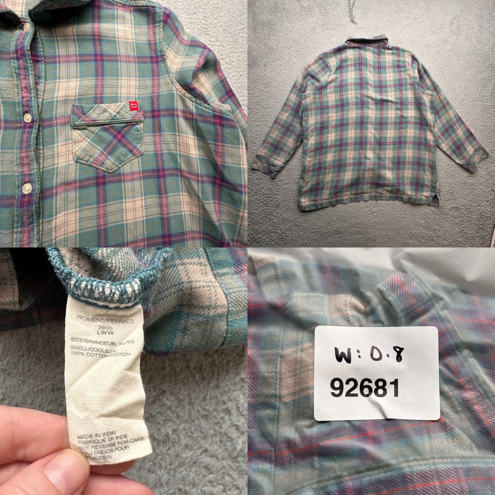 Vintage Woolrich Button-Up Shirt Womens XL Plaid Flannel Green Pink 90s Size XL / US 12-14 / IT 48-50 - 8 Thumbnail