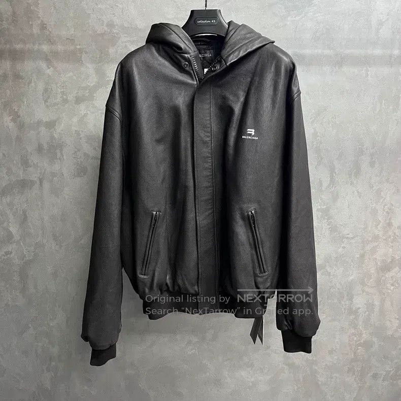 Balenciaga Solid Logo Front Printed Hooded Jacket