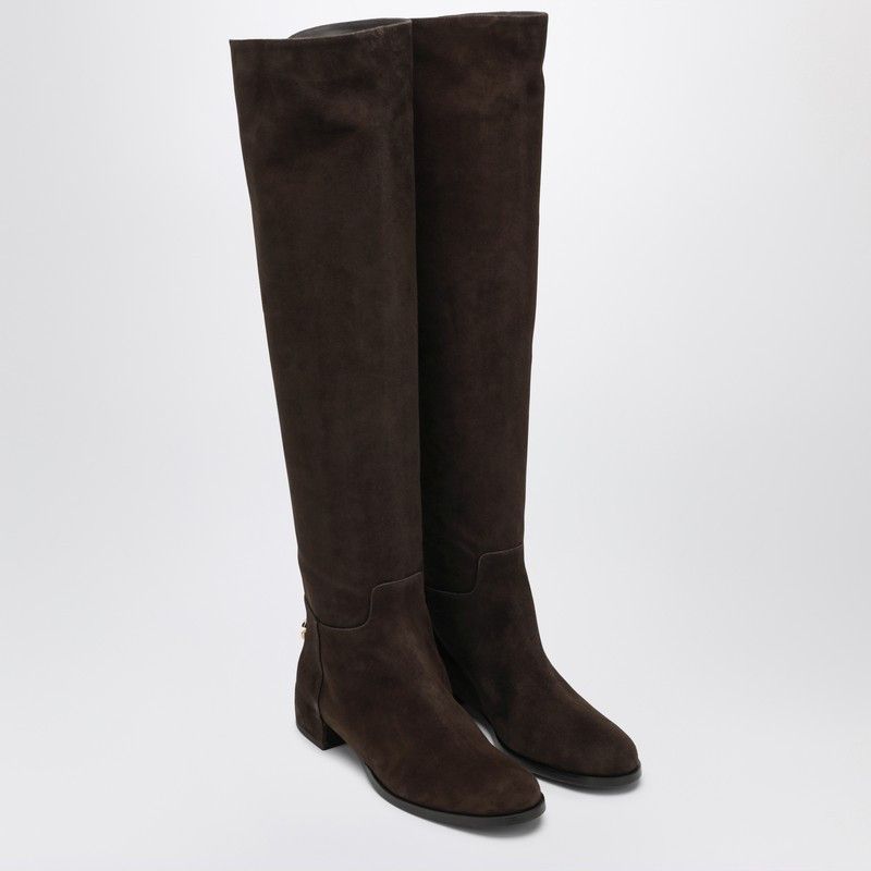 Dolce & Gabbana Dolce&Gabbana High Suede Boot In Ebony Brown Size US 7 / IT 37 - 1 Thumbnail
