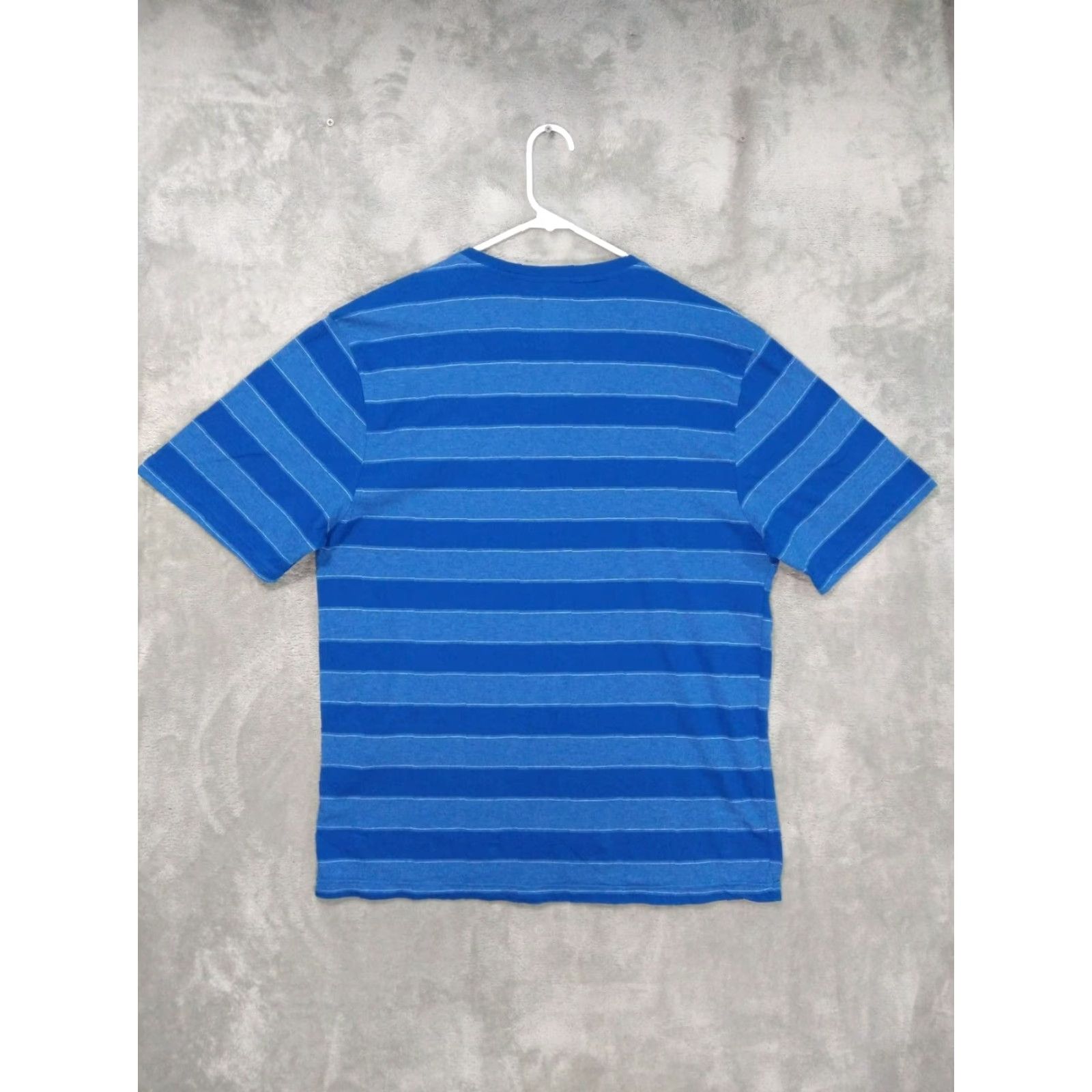 Point Zero Point Zero Shirt Mens XL Blue Striped Short Sleeve V Neck Pullover Size US XL / EU 56 / 4 - 2 Thumbnail