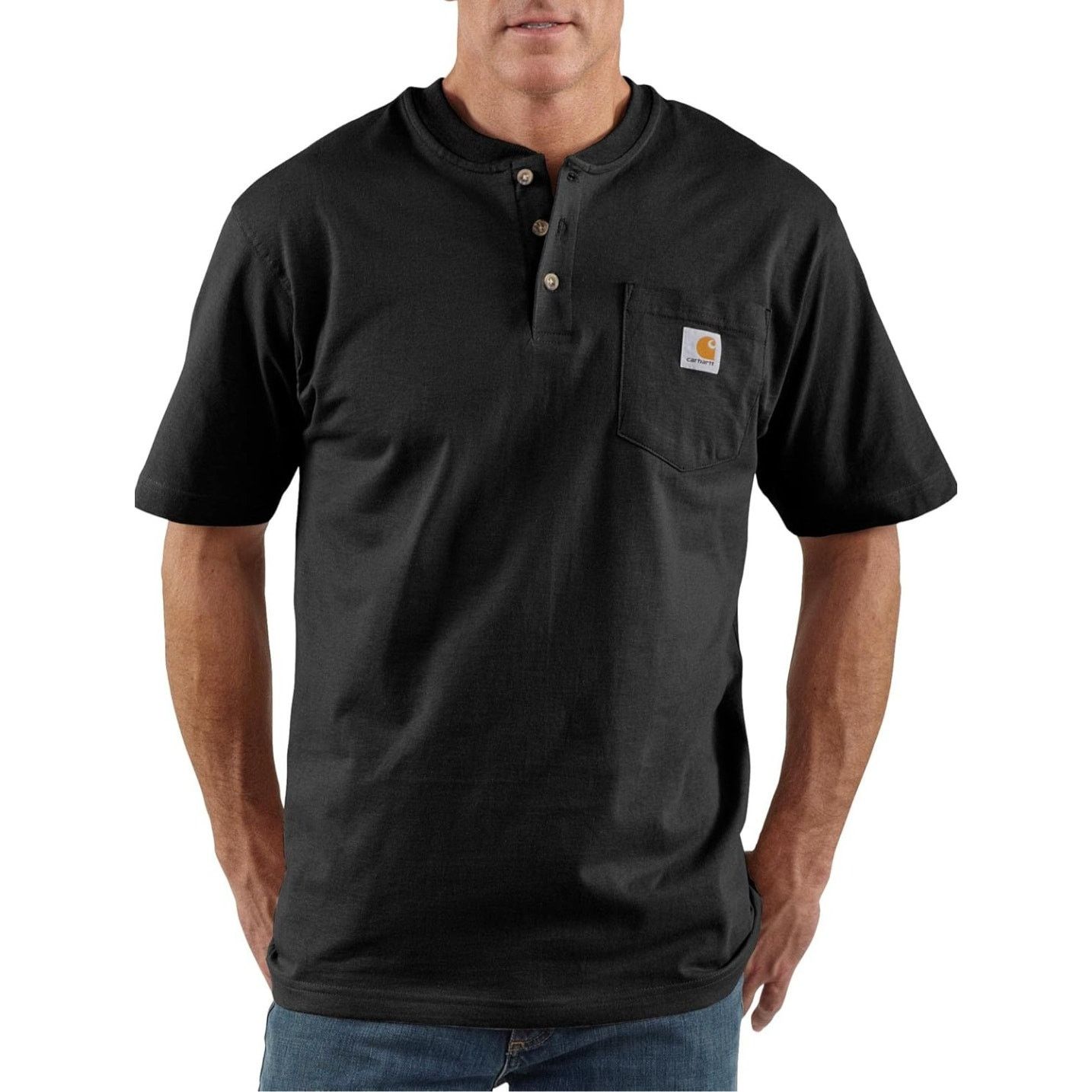 Carhartt Carhartt Men's 4X Black Heavyweight Baggy Henley Shirt Size US XXL / EU 58 / 5 - 1 Thumbnail