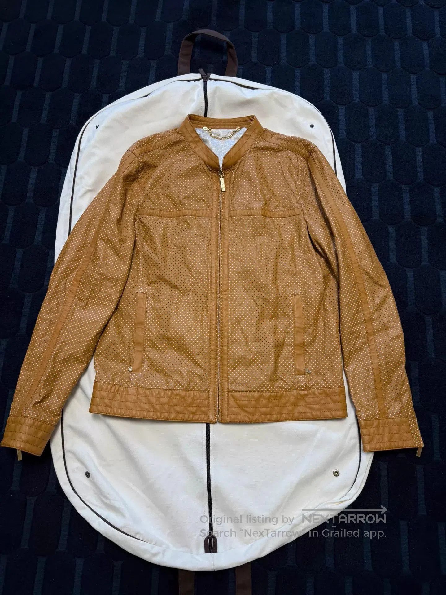 Hettabretz Beige Perforated Leather Jacket Size M. Size US M / EU 48-50 / 2 - 1 Thumbnail