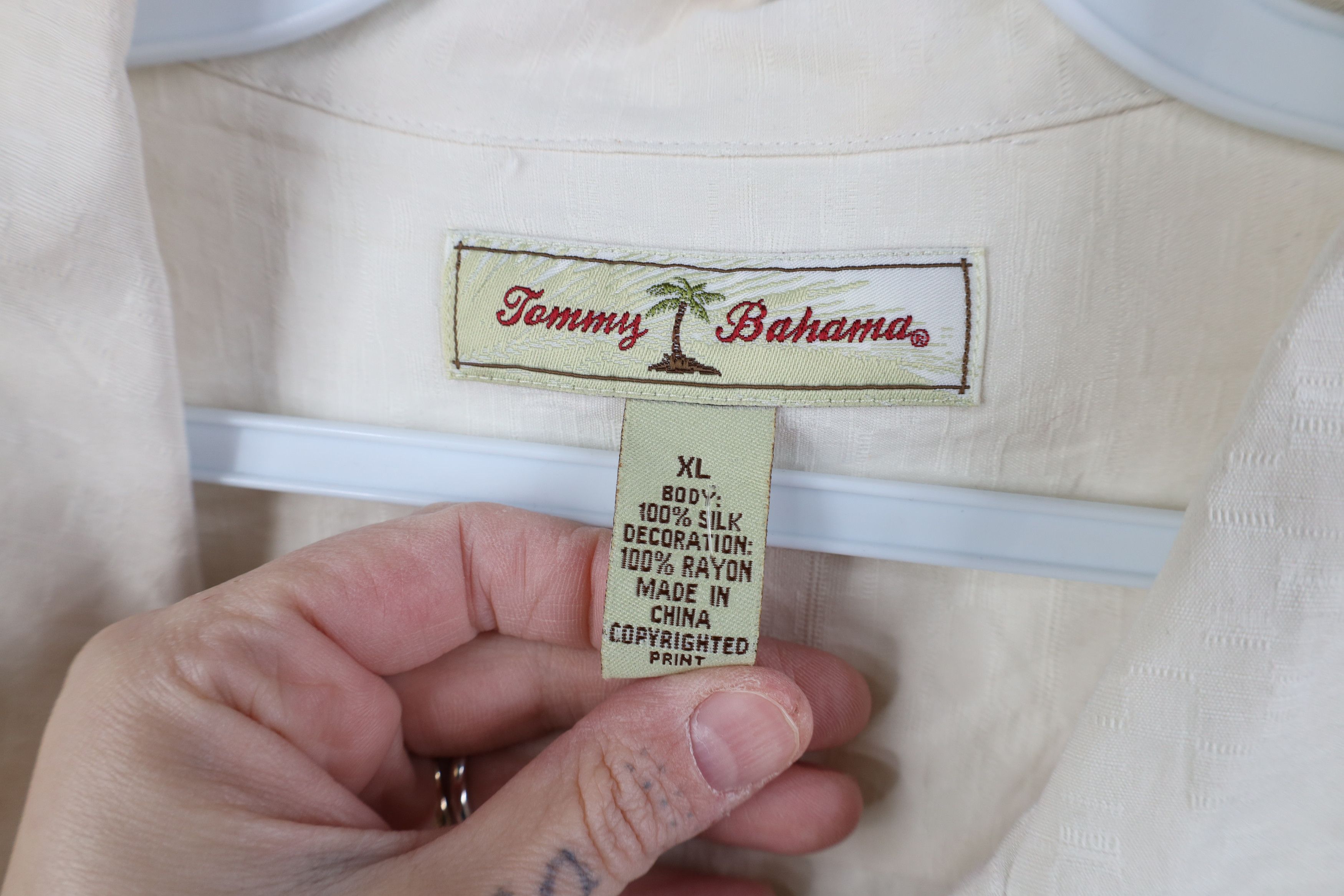 Tommy Bahama Vintage Y2K Tommy Bahama Looped Collar Button Shirt Cream Size US XL / EU 56 / 4 - 11 Thumbnail