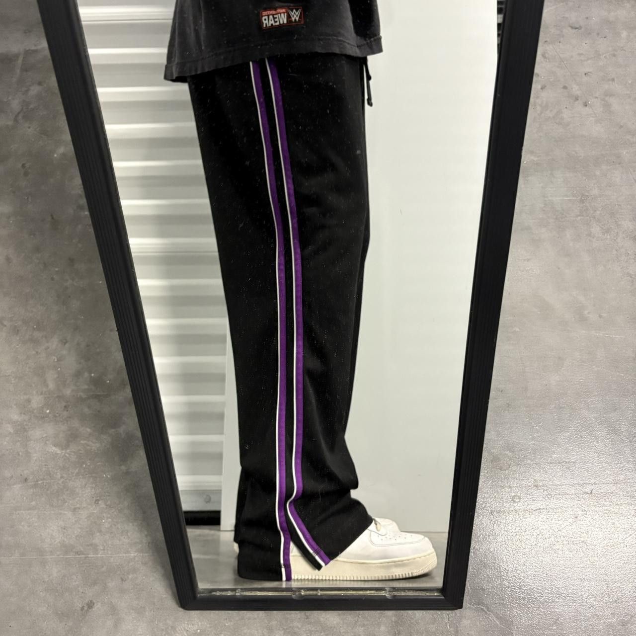 Vintage Crazy Vintage Y2K/2000s Baggy Black Purple Striped Wideleg Trackpants! Size US 32 / EU 48 - 1 Thumbnail