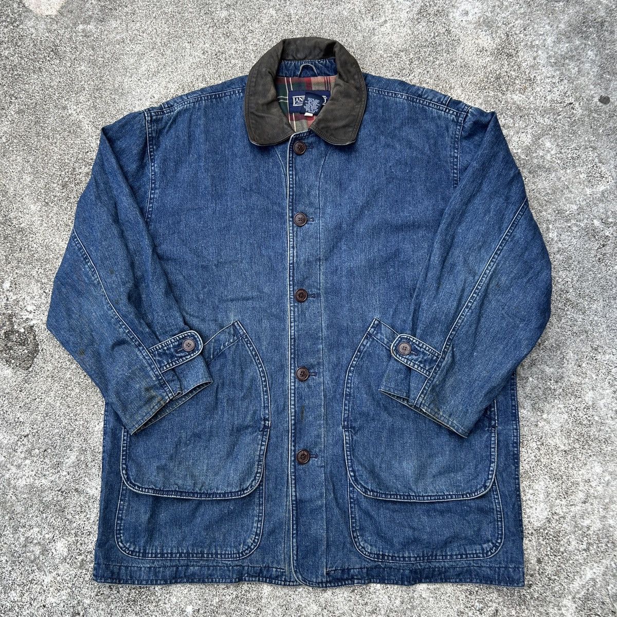 Japanese Brand × Lands' End × Vintage Vintage 90s Lands End Workwear Coat Denim Jacket Size US M / EU 48-50 / 2 - 3 Thumbnail