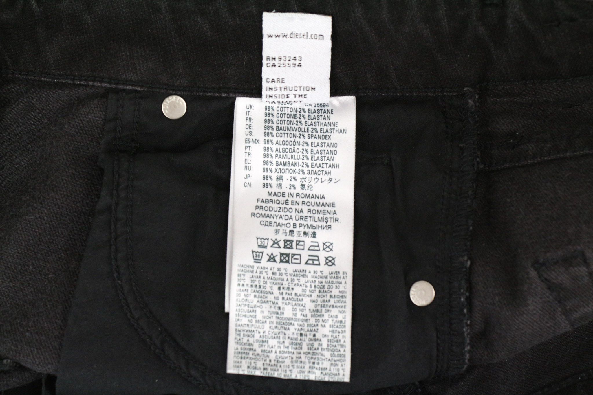 Diesel ARYEL 069JD W24/L30 Black Stretch Buttoned Jeans 69901 Size 24" / US 00 / IT 34 - 9 Thumbnail