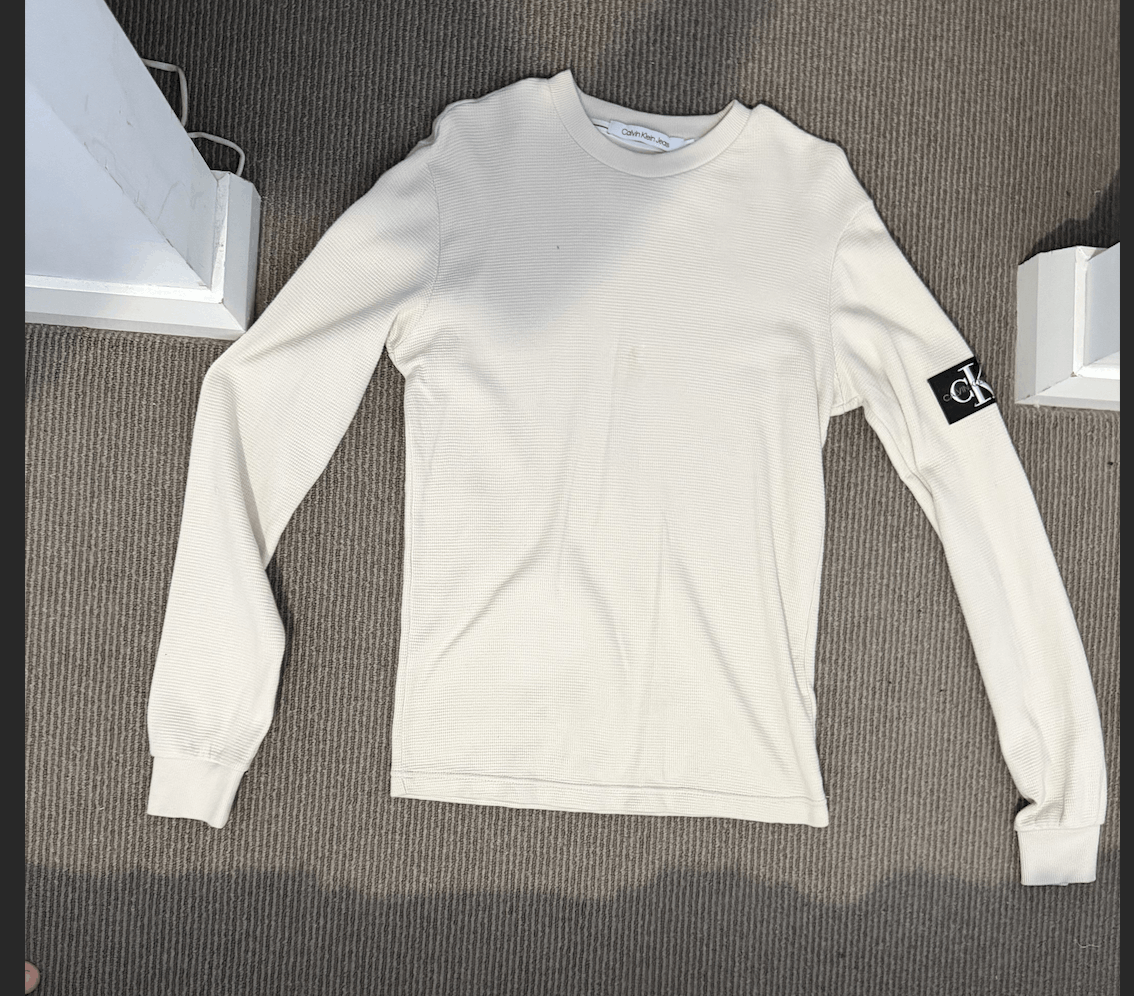 Calvin Klein Calvin Klein Cream Waffle Long Sleeve Tee Size US XS / EU 42 / 0 - 1 Thumbnail