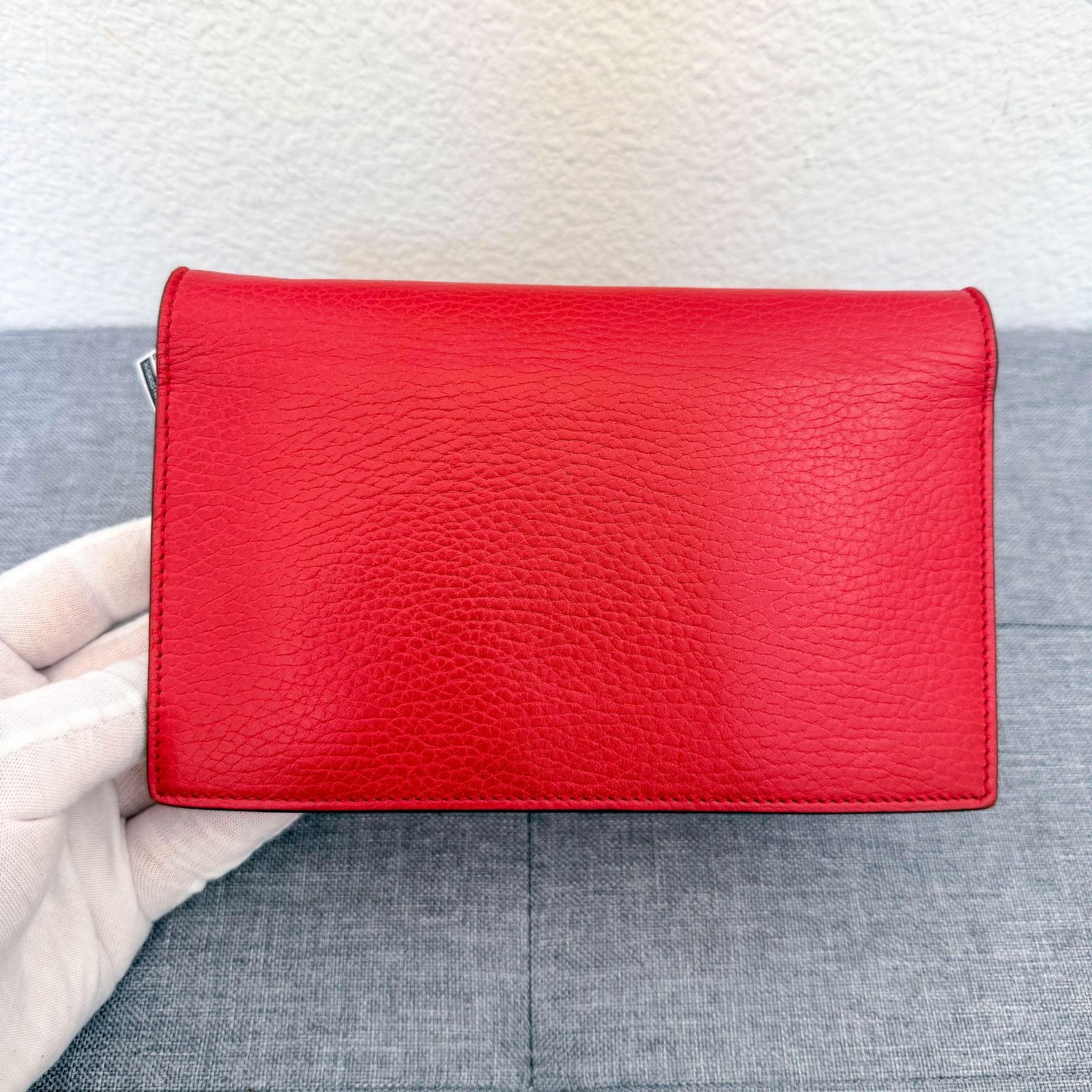 Gucci Gucci Red Leather Interlocking G Chain Bag-3 Size ONE SIZE - 4 Thumbnail