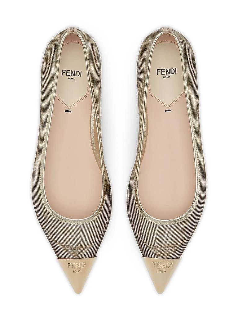 Fendi o1B3y1r0426 Colibri FF Logo Mesh Ballet Flats in Gold Size US 10 / IT 40 - 4 Thumbnail