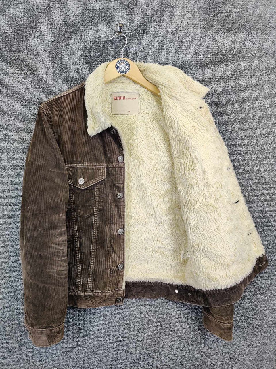 Edwin Vintage Edwin Corduroy Shearling Brown Trucker Jacket Size US M / EU 48-50 / 2 - 7 Thumbnail