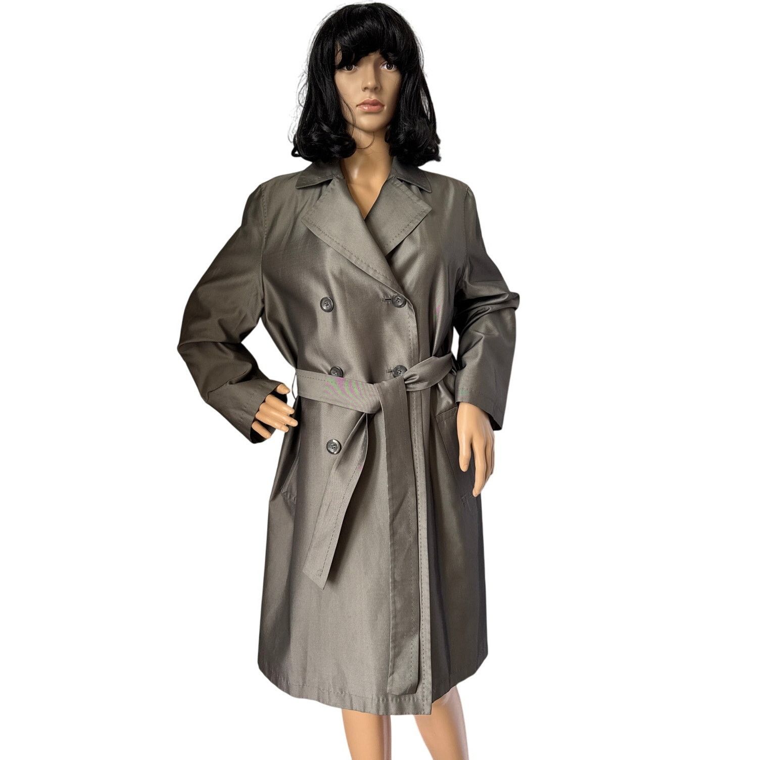 Sanyo SANYO Excellent Shimmering gray trench double breasted coat Size M / US 6-8 / IT 42-44 - 1 Thumbnail