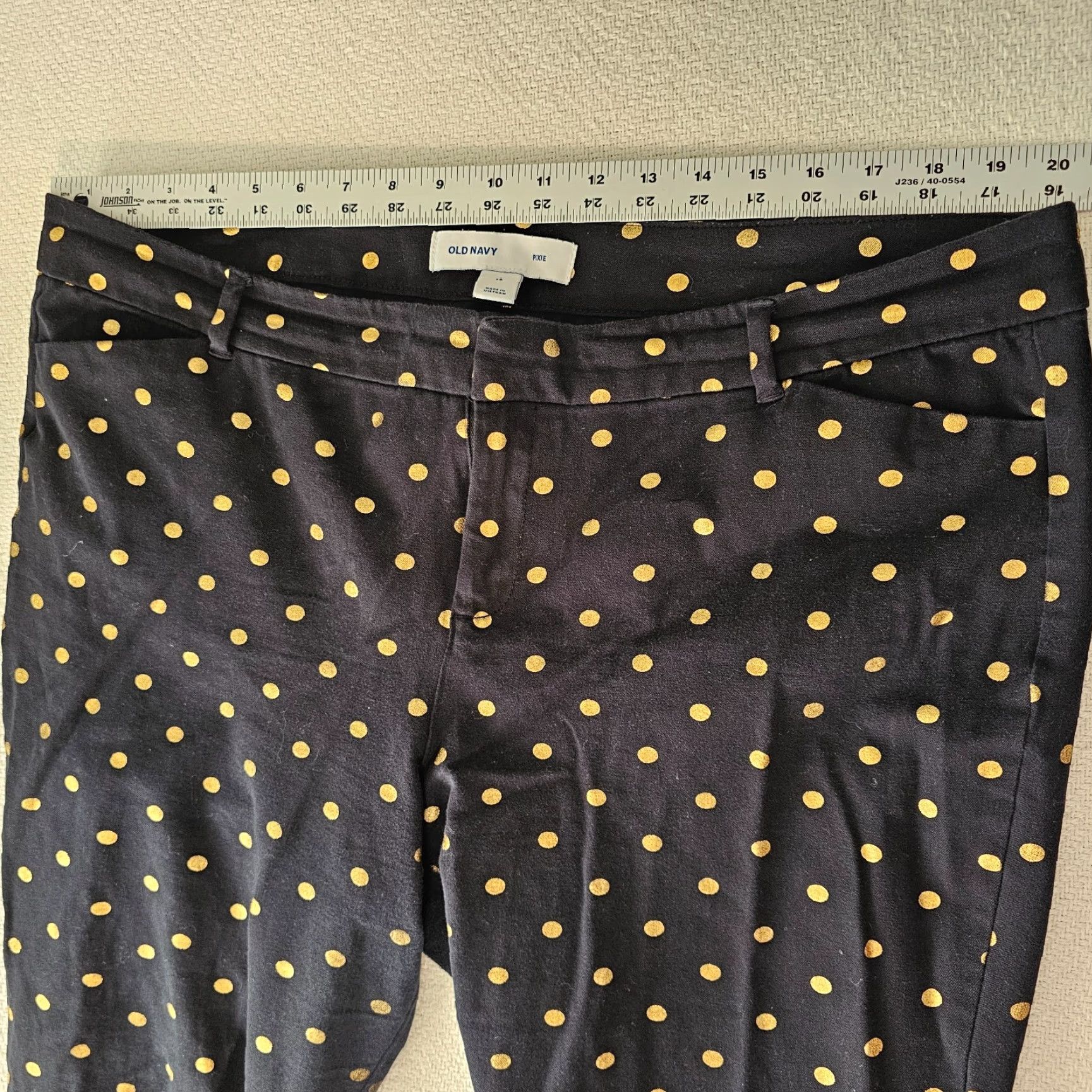 Old Navy Old Navy Pants Cropped Poly Cotton Blend Black Polka Dot High Rise 18 Womens Straight Leg Knit Stretch Regular Size 18 Size 40" / US 18 - 5 Thumbnail