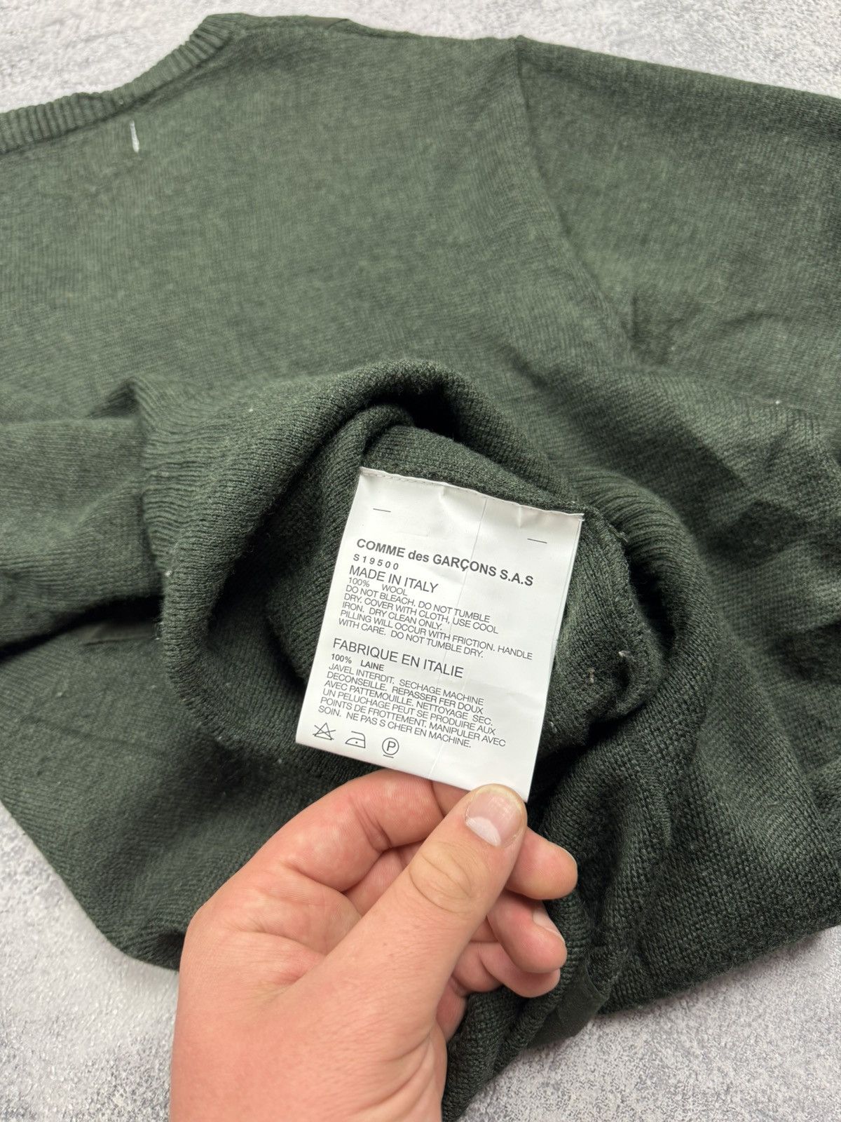 Comme des Garcons SHIRT Comme des Garcons SHIRT Green V-Neck Patchwork Details Size US L / EU 52-54 / 3 - 14 Thumbnail