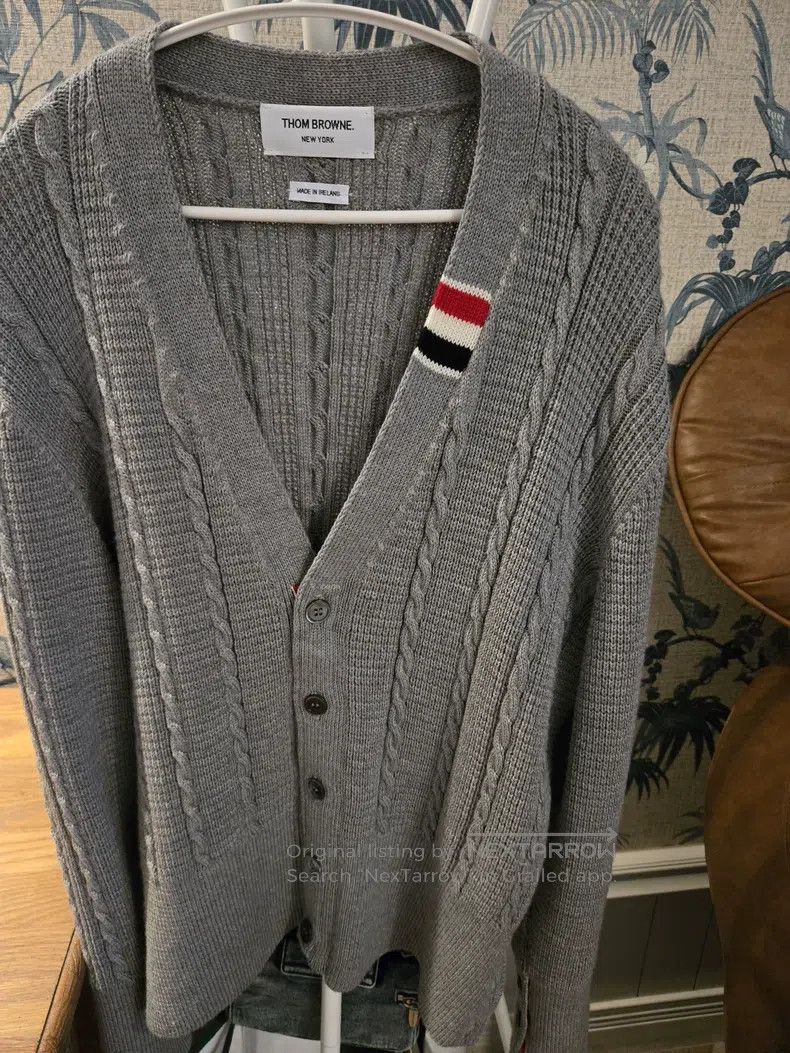 Thom Browne Thom Browne Gray knit cardigan Size US XL / EU 56 / 4 - 1 Thumbnail