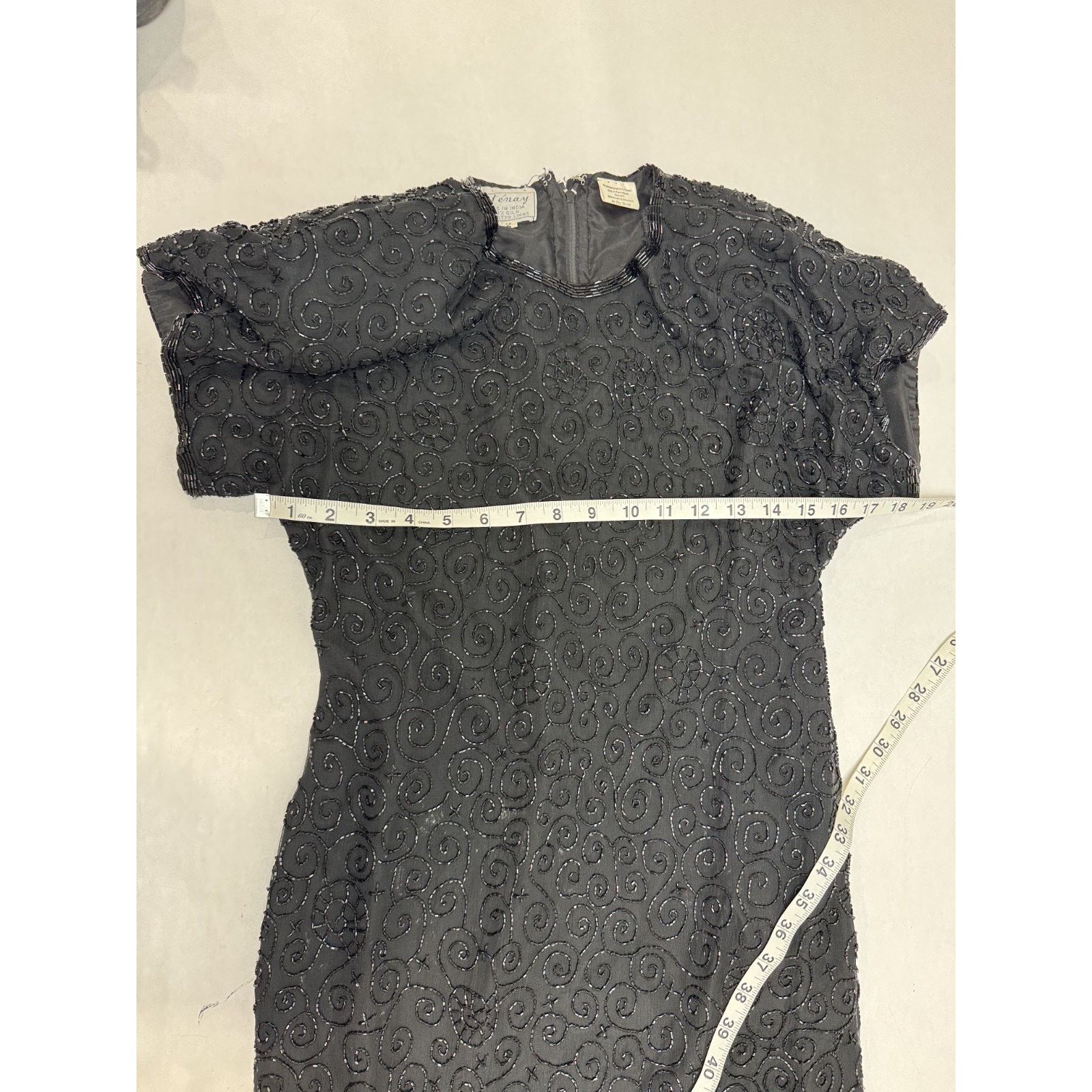 Other Vintage 1980s Pure Silk Beaded Dress Black Whimsigoth Dress Size S / US 4 / IT 40 - 5 Thumbnail