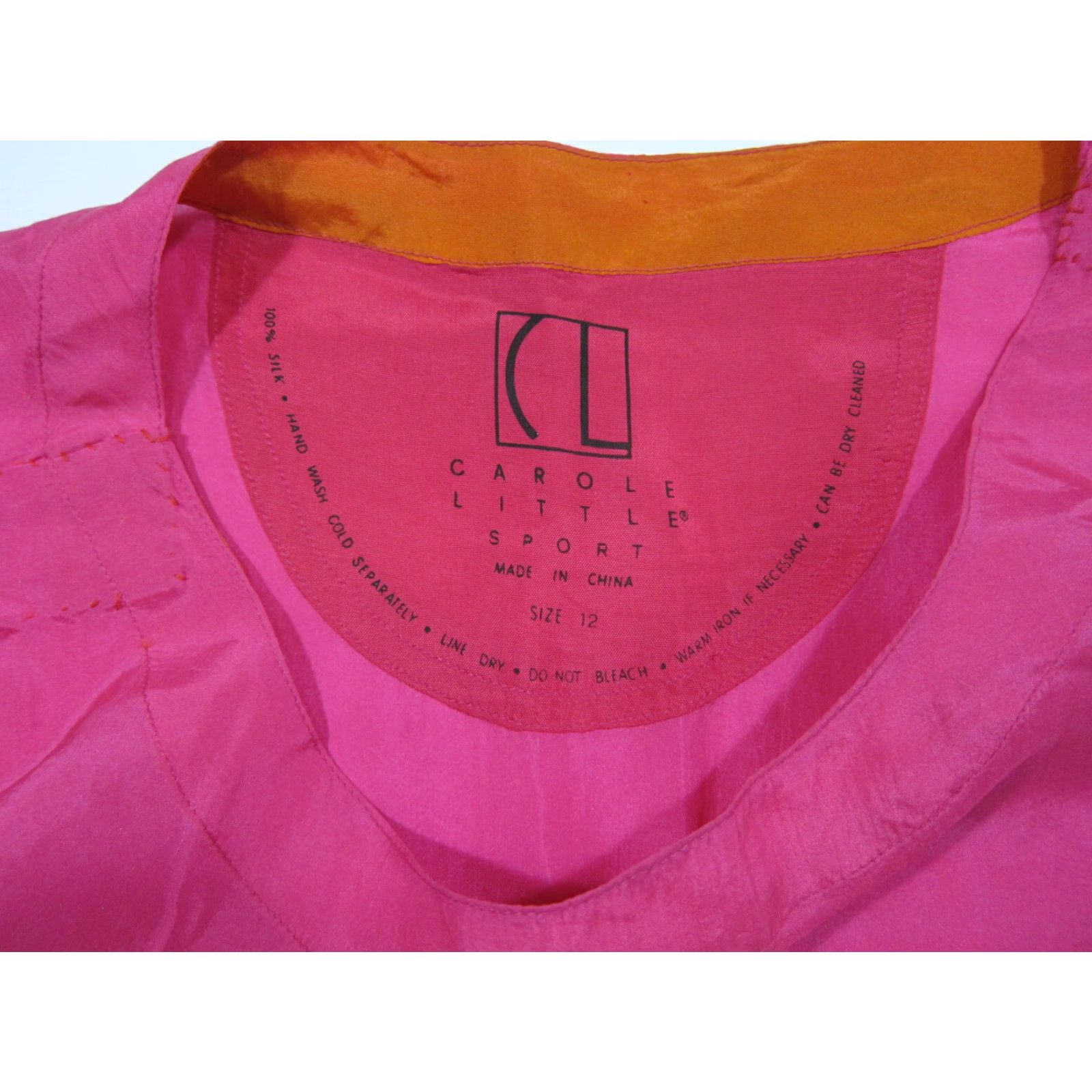 Vintage Carol Little 100% Silk Pink Sleeveless Tank Shirt Blouse Top Women 12L Size XL / US 12-14 / IT 48-50 - 3 Thumbnail