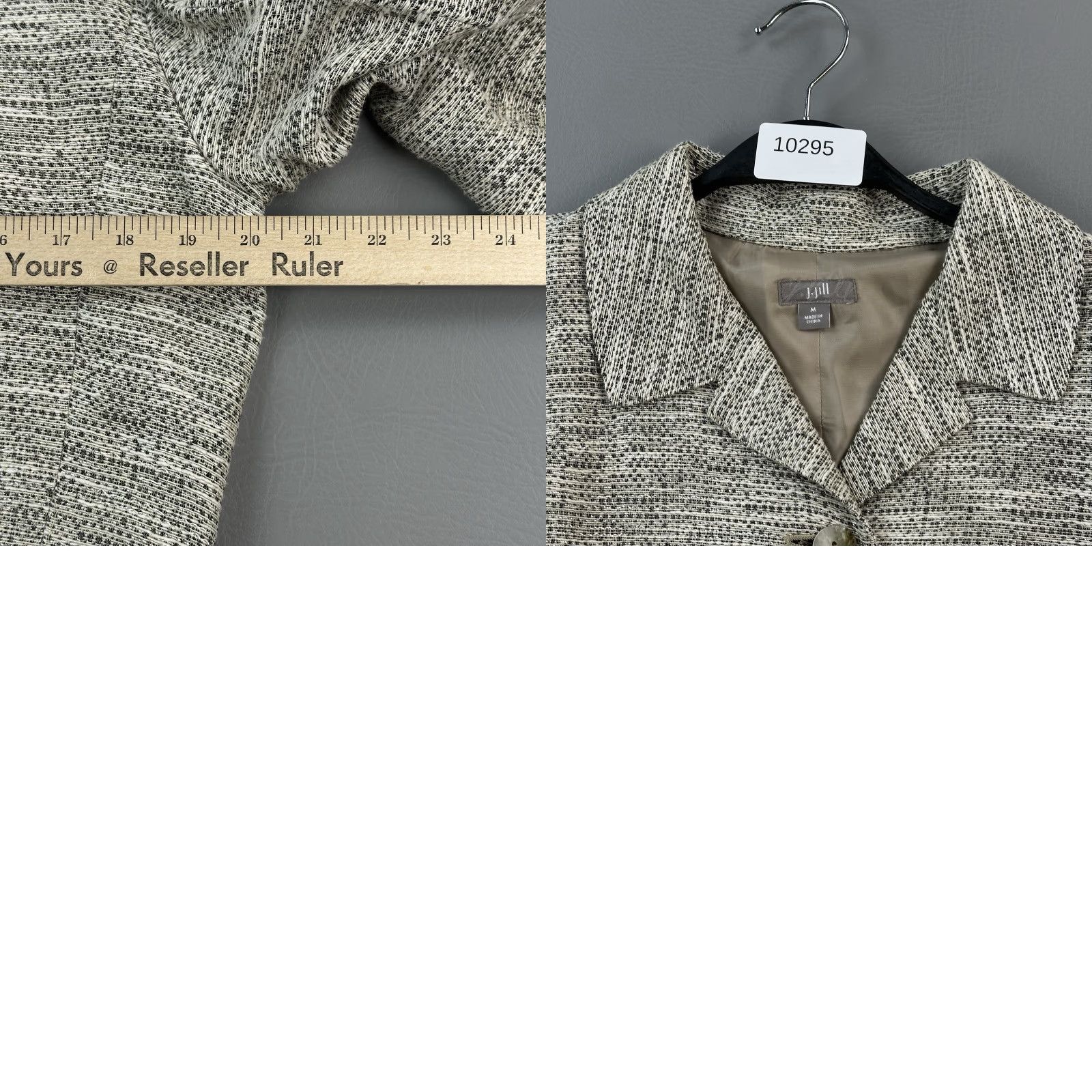 J. Jill J. Jill Jacket Blazer Women's Medium Beige Tweed Cotton Blend Button Front Casual Size M / US 6-8 / IT 42-44 - 9 Thumbnail