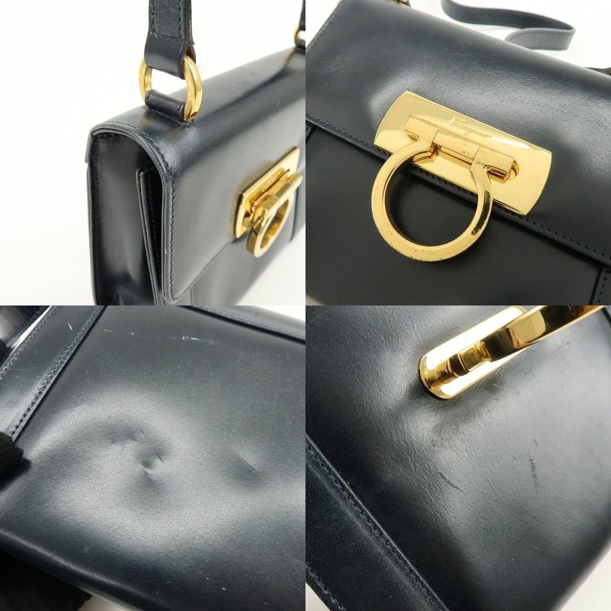 Salvatore Ferragamo Ferragamo Gancini Leather Crossbody Bag Navy Size ONE SIZE - 6 Thumbnail