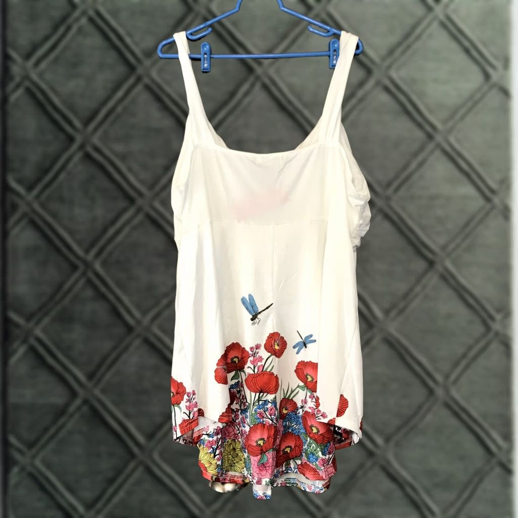 Vintage VINTAGE ROSE GAL Women's Tank Top Plus Sz 5X White Floral 24 NWT Size XXL / US 16-18 / IT 52-54 - 1 Thumbnail