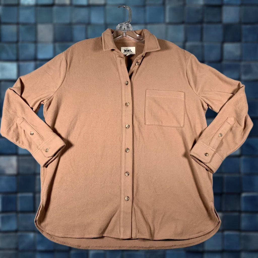 Madewell Madewell MWL Shirt Womens Small Beige Fleece Tunic Button Front Long Sleeve Size S / US 4 / IT 40 - 1 Thumbnail