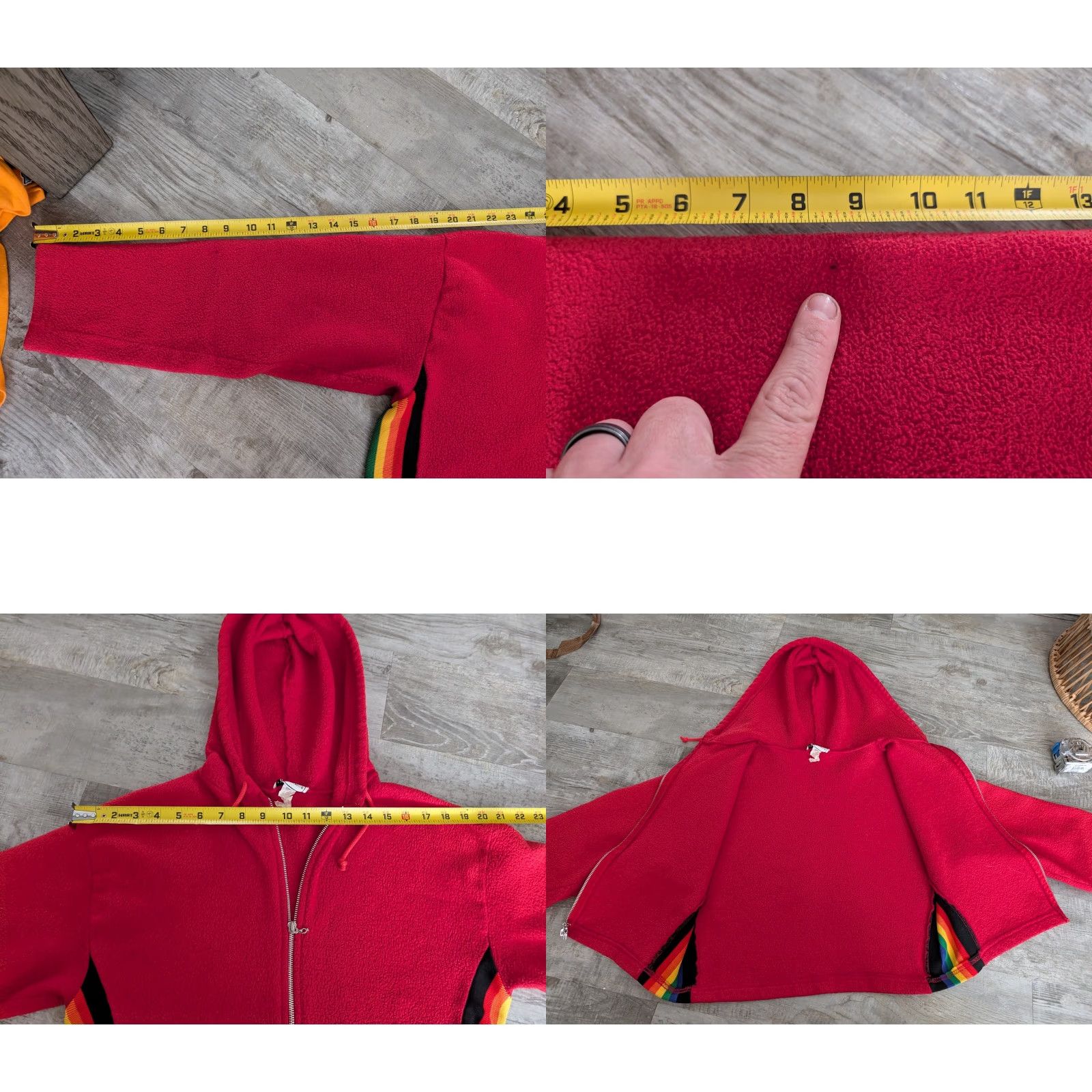 Rainbow VINTAGE In Charge Sweatshirt Shirt Womens Cropped Full Zip Hooded Fleece Red With Rainbow Sides M USA Size M / US 6-8 / IT 42-44 - 9 Thumbnail