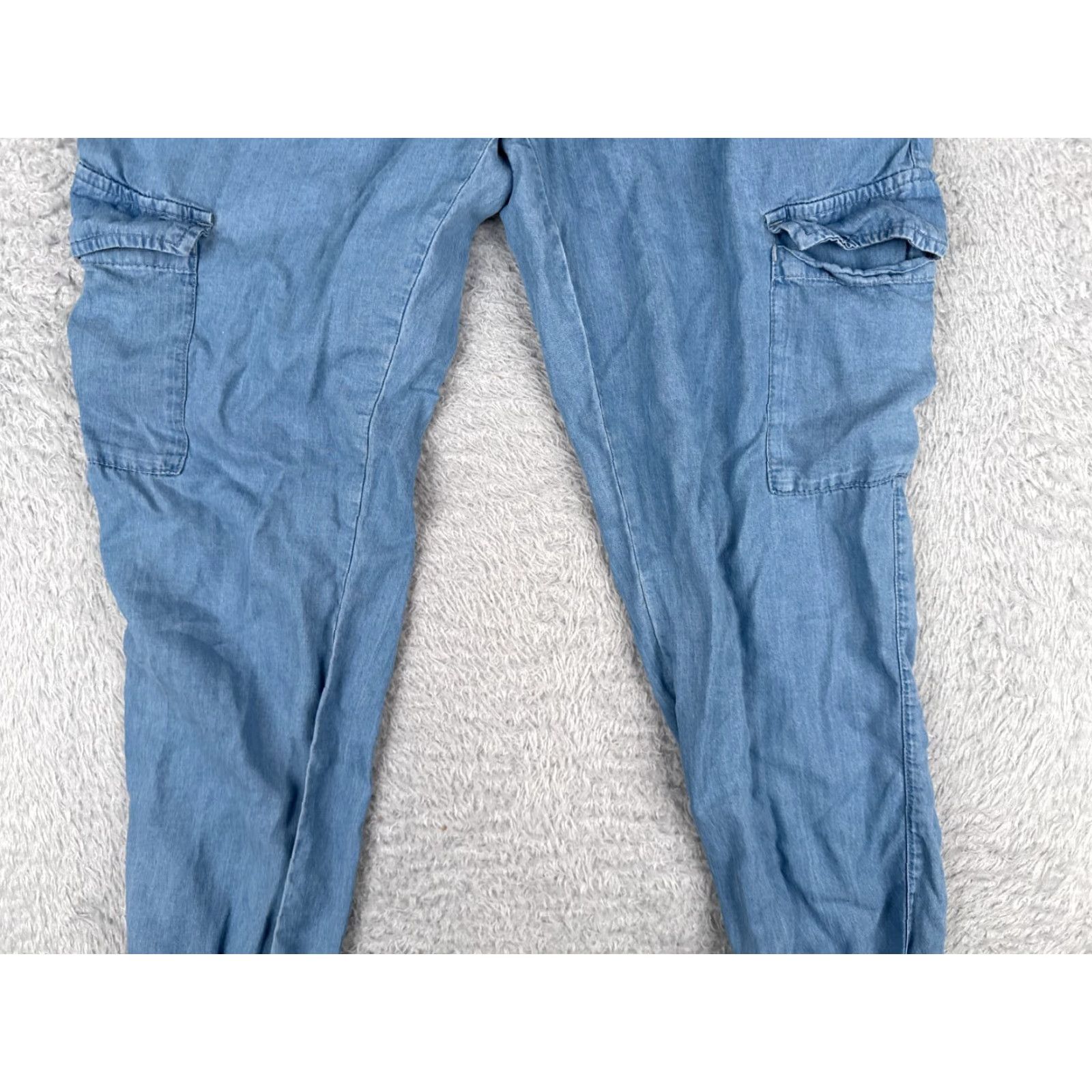 Vintage Love Tree Pants Women Small Blue Tapered Cargo Jogger Elastic Tencel 28x25 Size 28" / US 6 / IT 42 - 3 Thumbnail