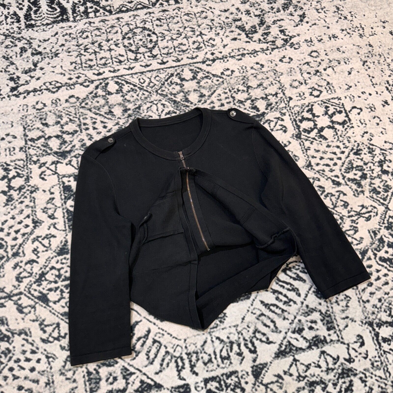 Vintage Vintage Marc Cain Black Cotton Zip Sweater Size M Y2K 90s Size US M / EU 48-50 / 2 - 11 Thumbnail
