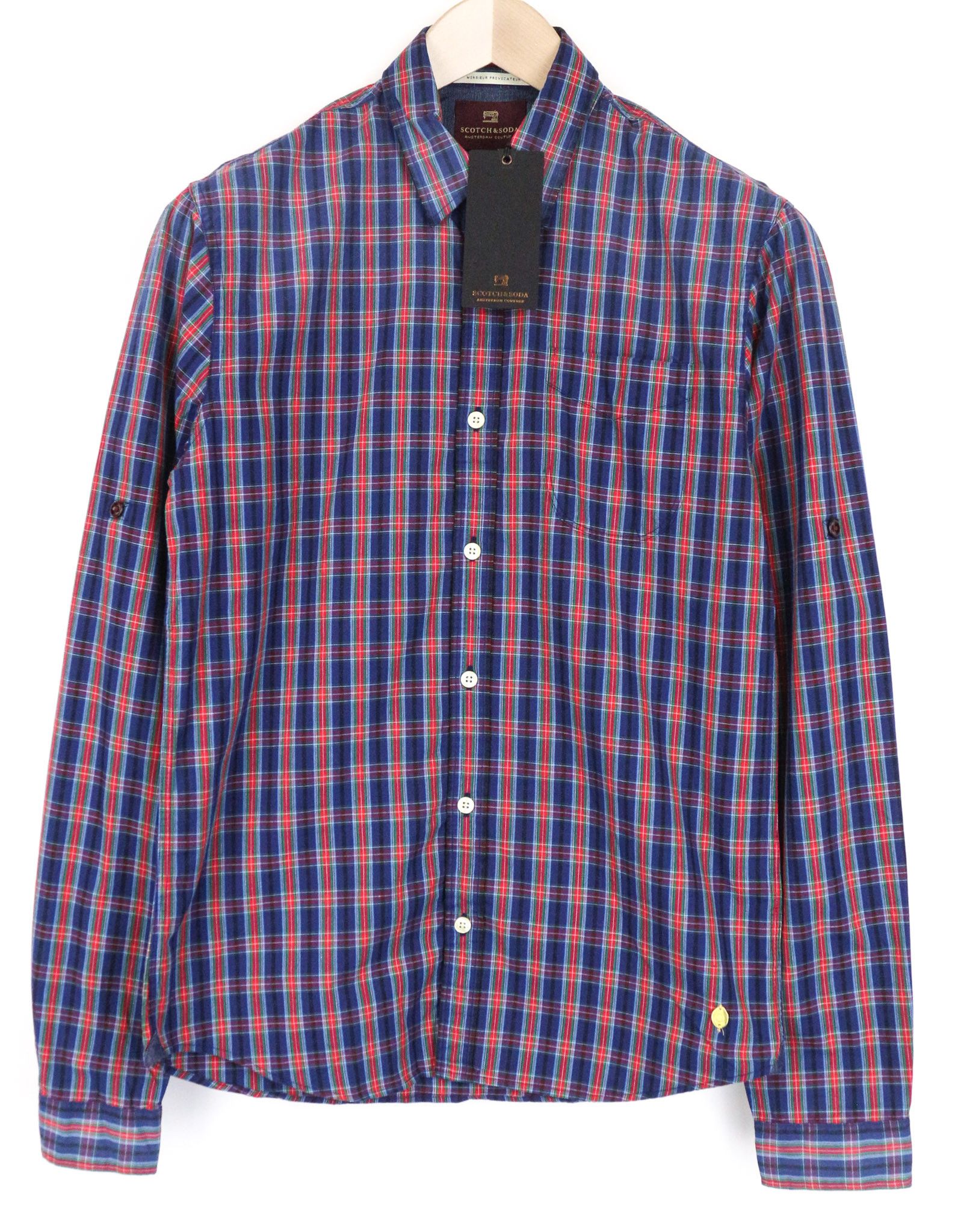 Scotch & Soda AMS COUTURE S Blue Red Checked Cotton Shirt 75748 Size US S / EU 44-46 / 1 - 1 Thumbnail