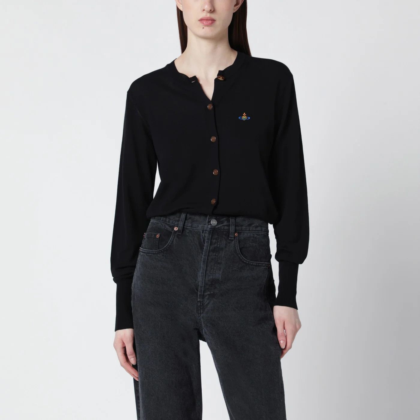 Vivienne Westwood o1d2blof0526 Cotton Cardigan in Black Size S / US 4 / IT 40 - 1 Thumbnail