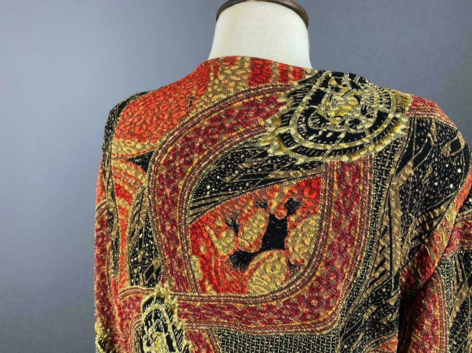 Designer Joseph Ribkoff Trend Kaftan Pring Crew Neck Zip Up Sweater Size M / US 6-8 / IT 42-44 - 5 Thumbnail