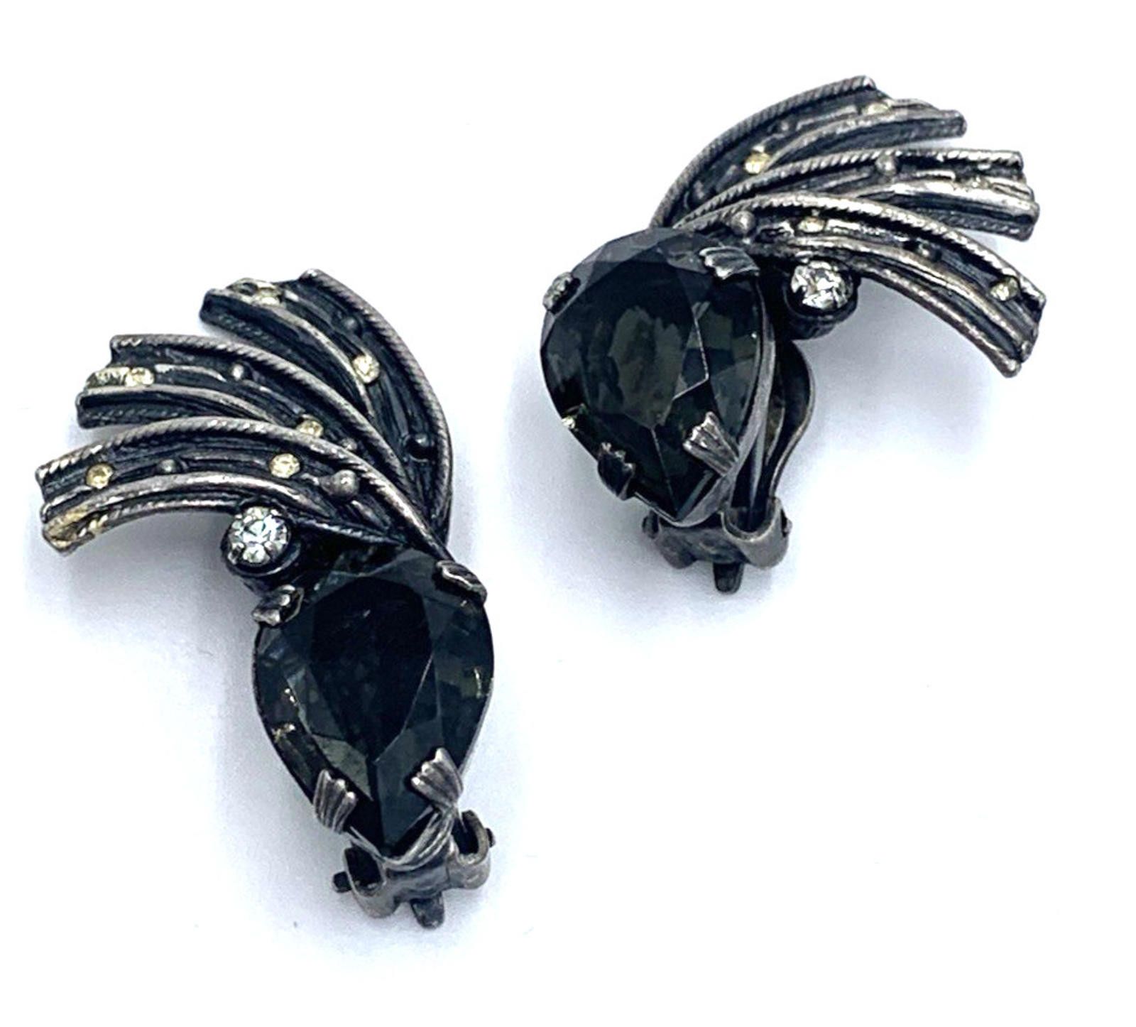 Other MCM Art Deco Rhinestone Teardrop Sterling Silver Earrings Size ONE SIZE - 1 Thumbnail