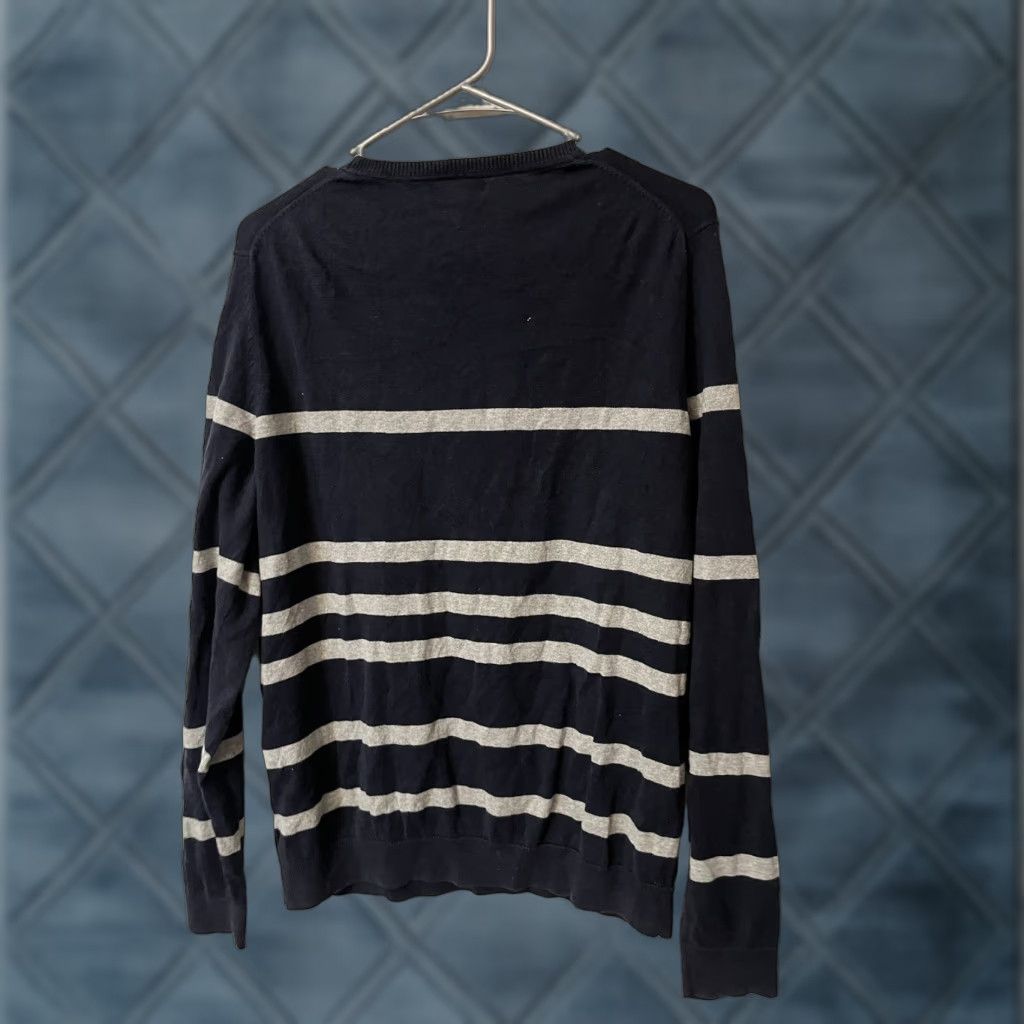 Gap VINTAGE GAP MENS STRIPED Navy Blue Gray Sweater - Size Medium Pima Cotton Lightweight Size US M / EU 48-50 / 2 - 1 Thumbnail