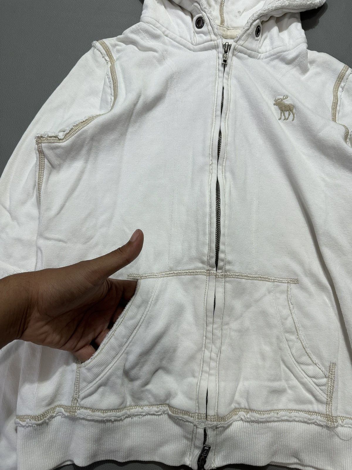 Abercrombie & Fitch 90s DISTRESSED OUTER SEAM ABERCROMBIE ZIP HOODIE LGB STYLE Size S / US 4 / IT 40 - 7 Thumbnail