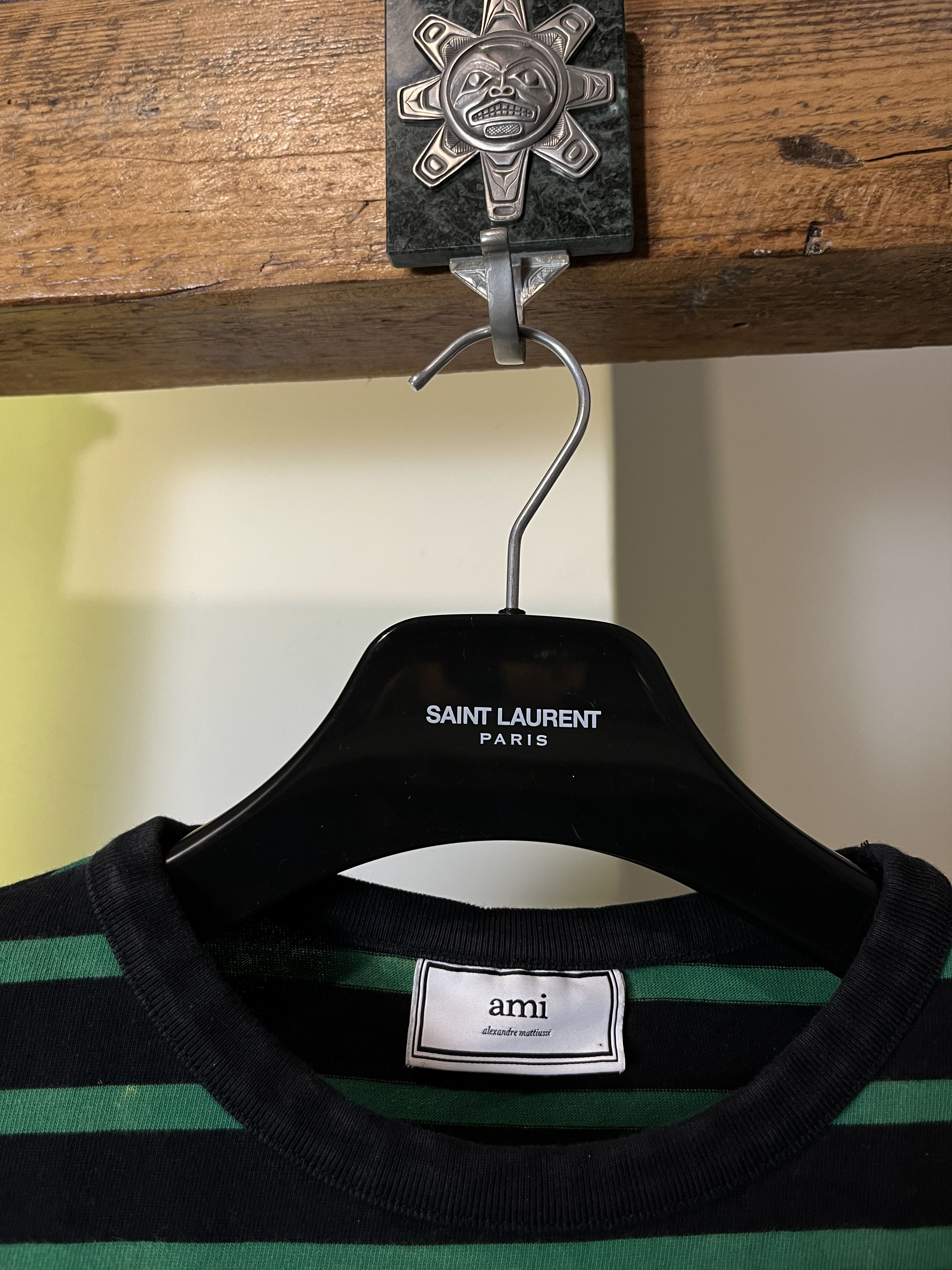 AMI × Designer AMI Paris Striped Black Green Heart Logo Sweatshirt Size M / US 6-8 / IT 42-44 - 4 Thumbnail