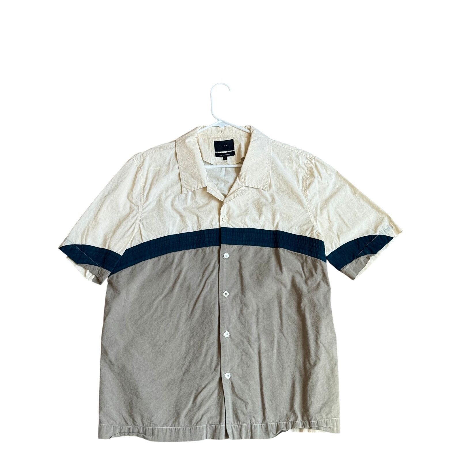 IISE IISE Short-Sleeve Cuban Collar Shirt Size L - Cream/Black Size US L / EU 52-54 / 3 - 1 Thumbnail