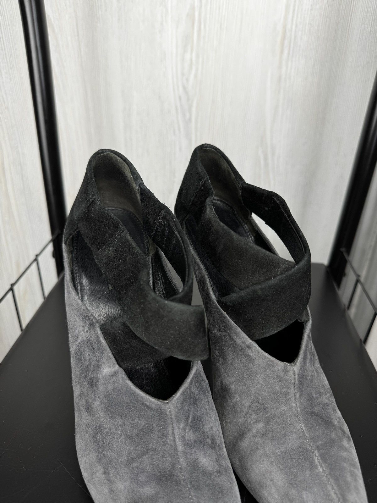 Prada Prada Gray Black Suede Ankle Cone Heels Size 36.5 EU 6.5 US Size US 6.5 / IT 36.5 - 17 Thumbnail