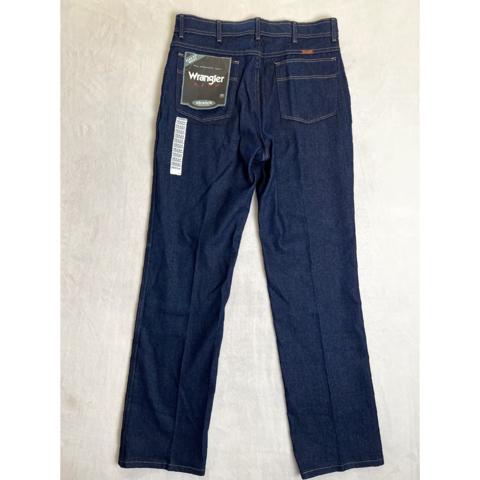Wrangler VINTAGE Wrangler Hero Flex-Fit Waist Men's Denim Pants 36x34 USA Made denim jeans blue cotton 5-pocket straight inseam 34 in Mens Size US 36 / EU 52 - 5 Thumbnail