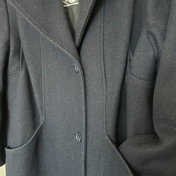 Other Classic Long Navy Blue Wool Coat 80s Vintage Size M / US 6-8 / IT 42-44 - 4 Thumbnail